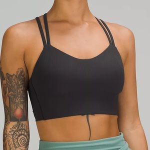 Lululemon Like a Cloud Ribbed Longline Bra.
Black graphite. Size 12. Like New!
